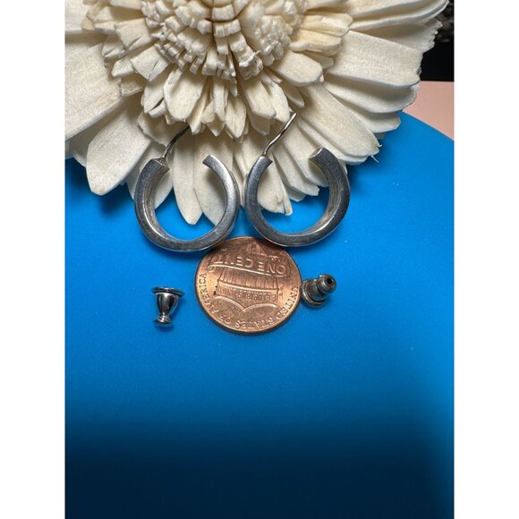 Solid Sterling Silver Hoop Earrings - Picture 2 of 3